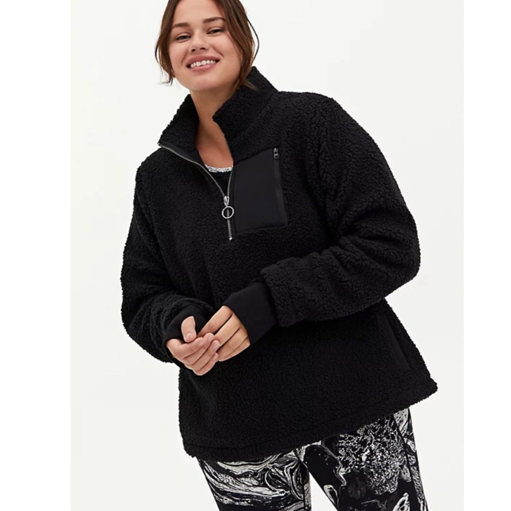 Torrid black Sherpa half-zip active pullover